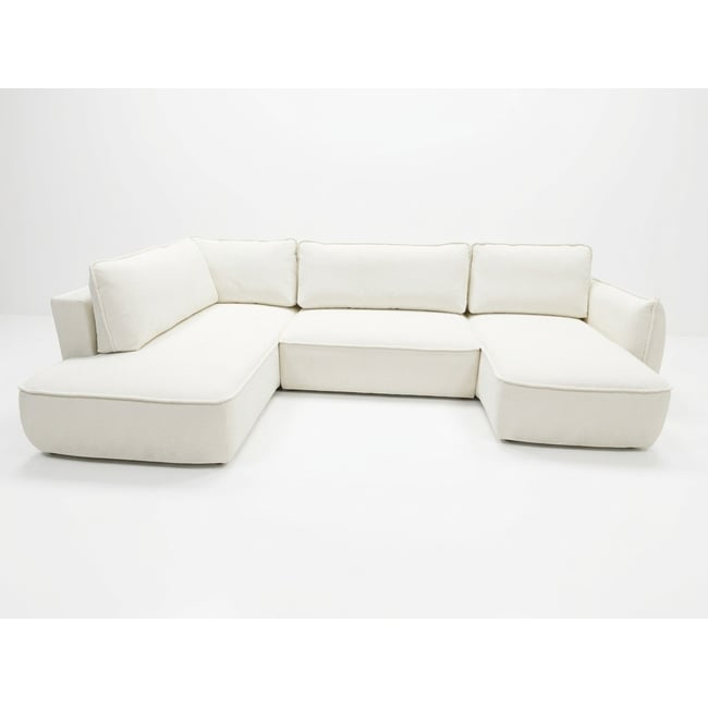 Canapé d'angle convertible 5 places en tissu chenille, ESMEE - BOBOCHIC