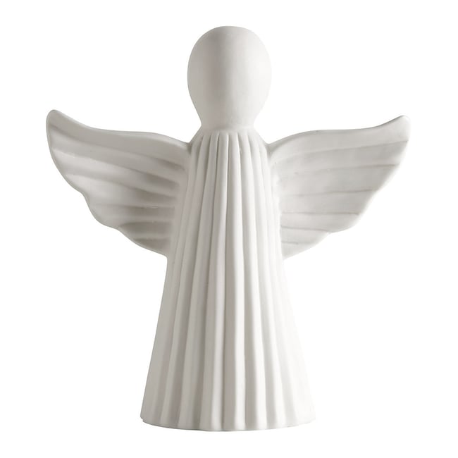 Ange décoratif en céramique grand modèle Couleur blanc <span itemprop=