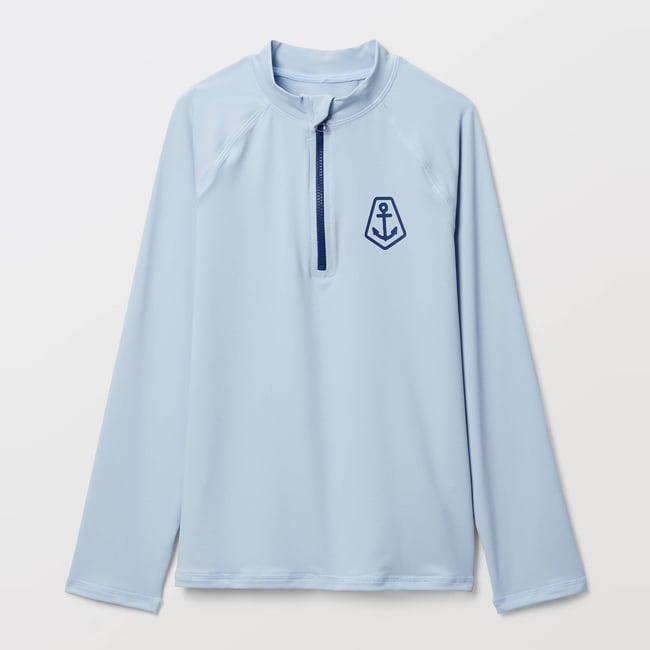 T-shirt manches longues uni anti UV bleu <span itemprop=