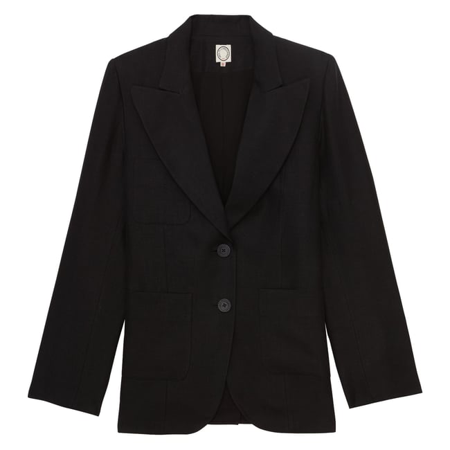 Veste Thadee en lin noir noir <span itemprop=