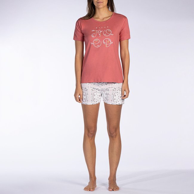 Pyjashort  manches courtes en jersey grenade <span itemprop=