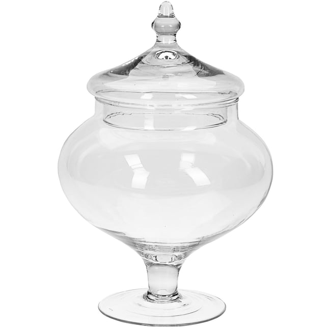 Bonbonnière en Verre avec couvercle 17x17x28cm Couleur transparent <span itemprop=