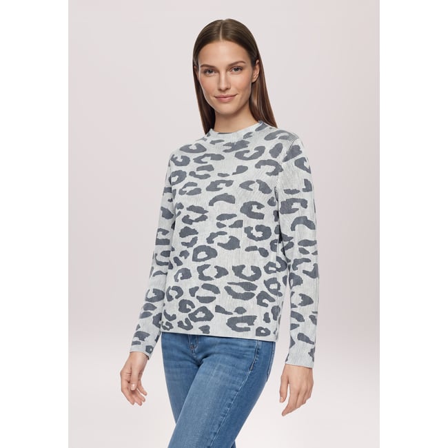Pull-over en maille à motif jacquard patch beige/dark blue <span itemprop=