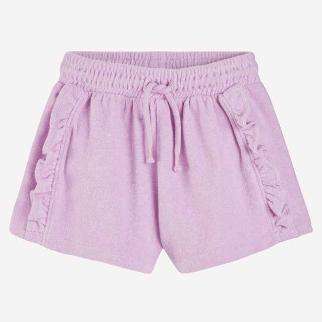 Short en éponge avec volants parme <span itemprop=