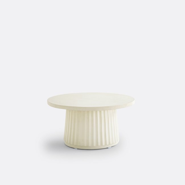 Table basse en fibres de ciment, Cannelli grège <span itemprop=