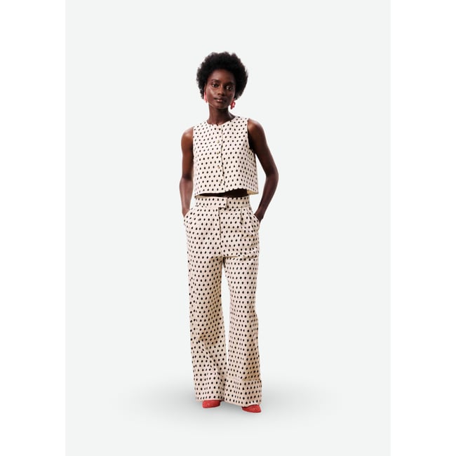 Pantalon ISOLDE beige crème <span itemprop=
