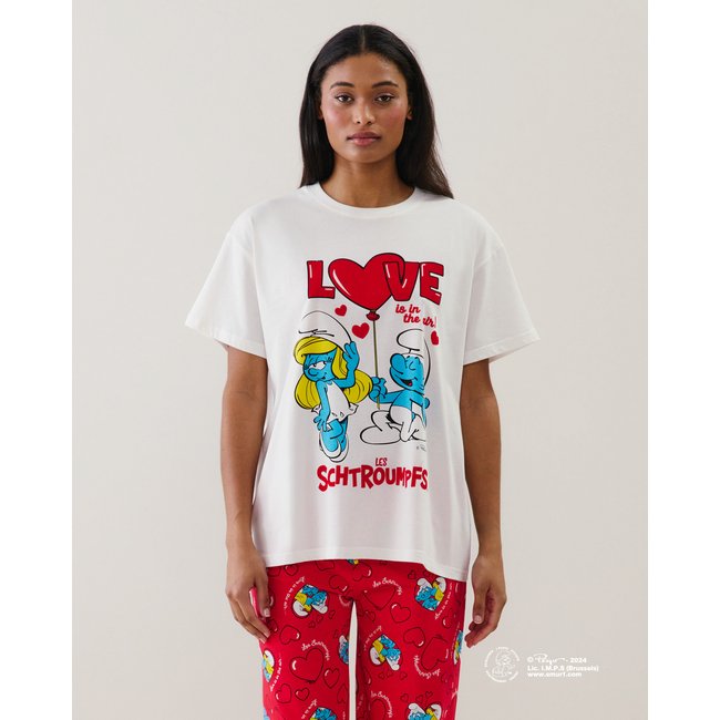 Top en jersey les schtroumpfs CUTESCHTROUMPI blanc <span itemprop=