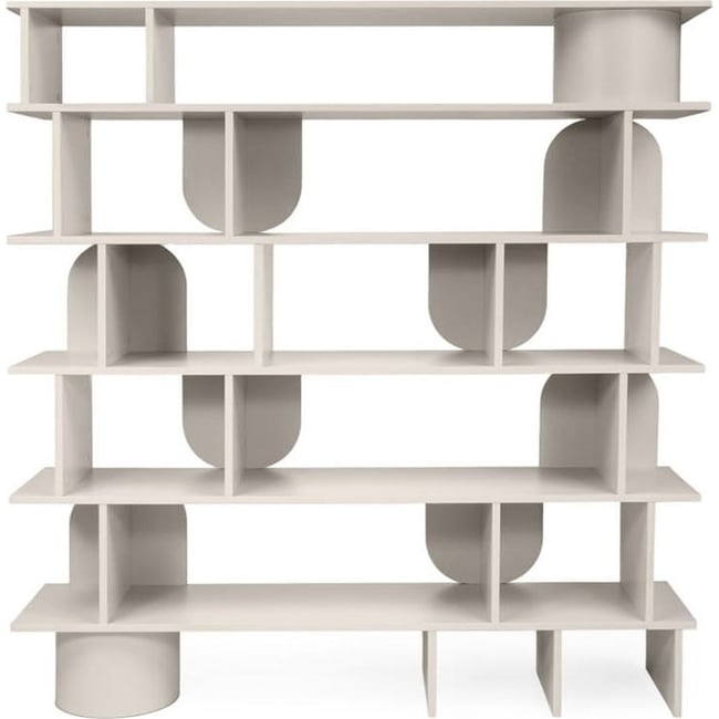 Bibliothèque basse arrondie ANGALIR en bois Couleur cachemire <span itemprop=