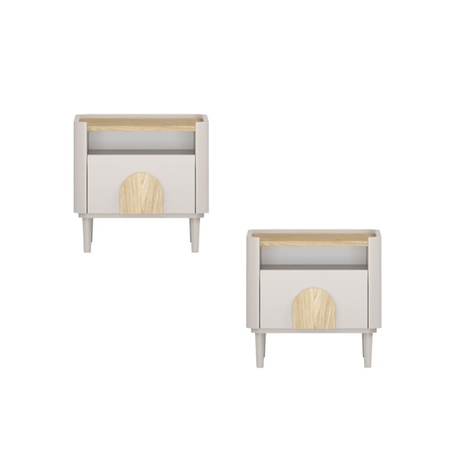 Lot de 2 tables de chevet , ENYRA Couleur beige <span itemprop=