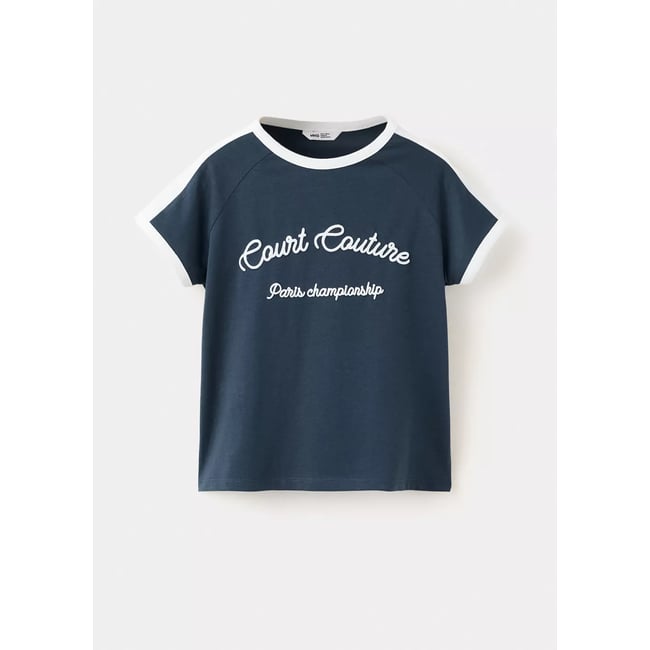 T-shirt en coton imprimé bleu marine <span itemprop=