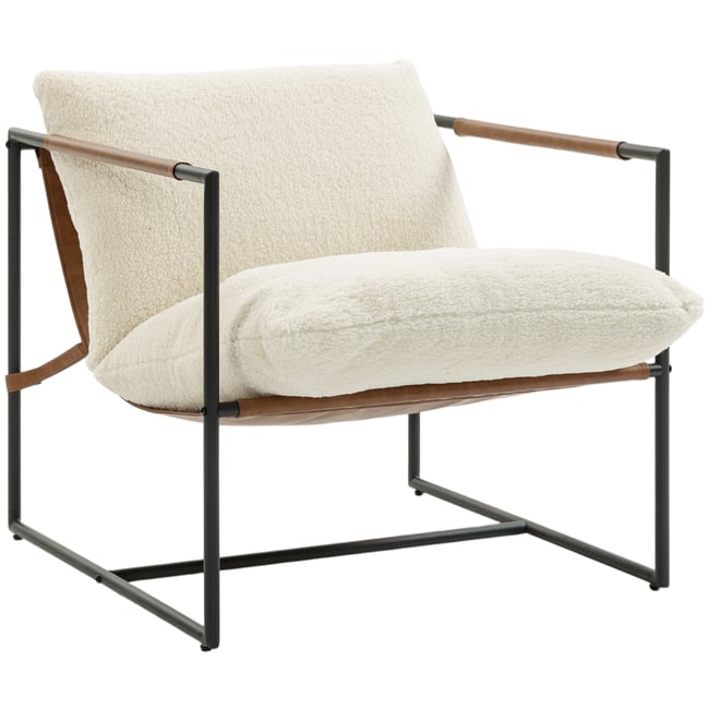 Accent Chair Tissu bouclette (100 % Couleur crème <span itemprop=