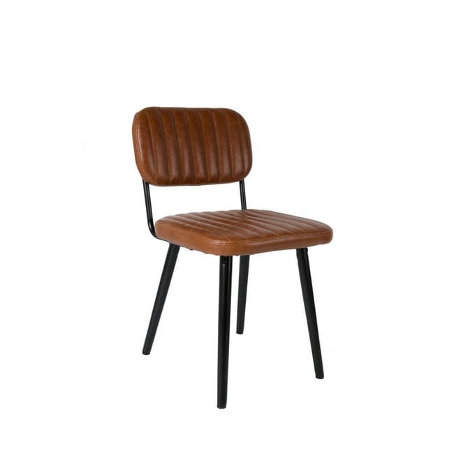 Chaise rétro capitonnée- JAKE WORN Couleur marron <span itemprop=