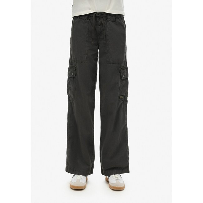Pantalon large Utility taille basse noir <span itemprop=