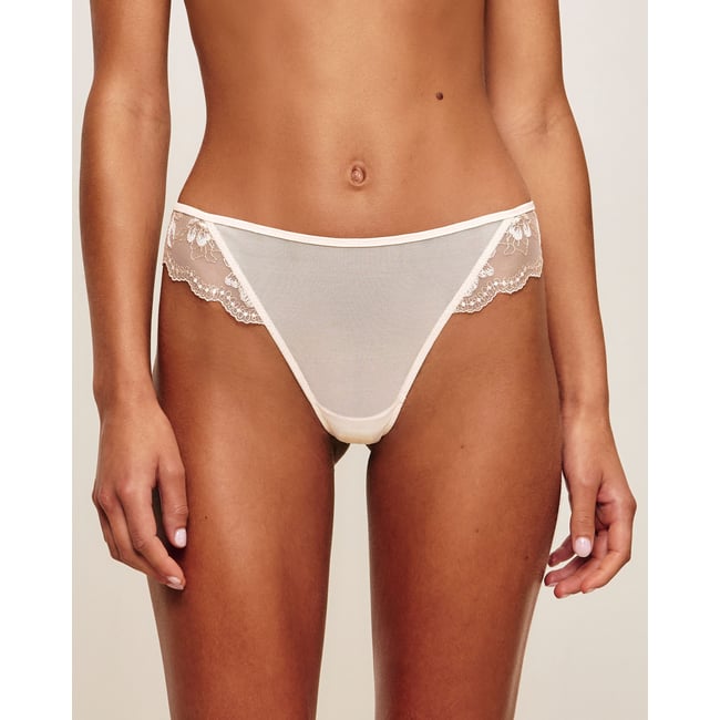 Tanga en mesh avec broderie florale CREMEFLEURIZ - UNDIZ