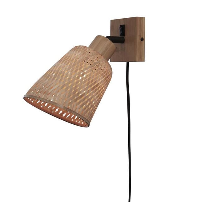 Applique murale en bambou noir et naturel 60cm - 60W | Lampe Avenue