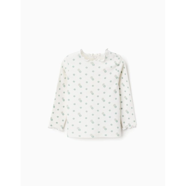 T-shirt côtelé à manches longues avec motif blanc Zippy | La Redoute