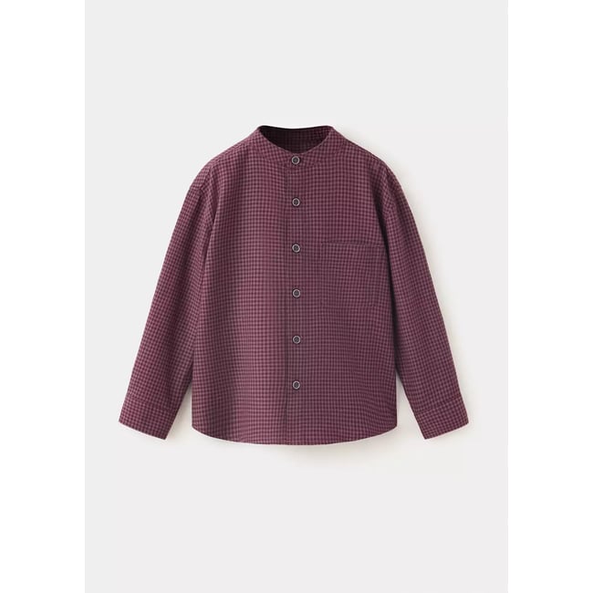 Chemise en coton à carreaux vichy grenat <span itemprop=