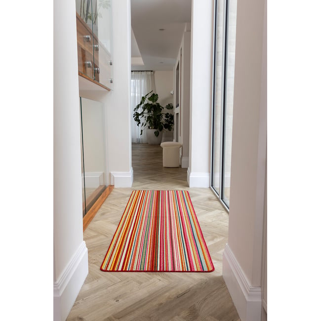 My Stain Resistant Candy Multi Bright Stripe Runner Mat, red/pink, MY MAT