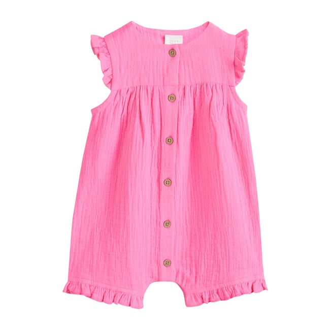 Barboteuse courte en mousseline rose <span itemprop=