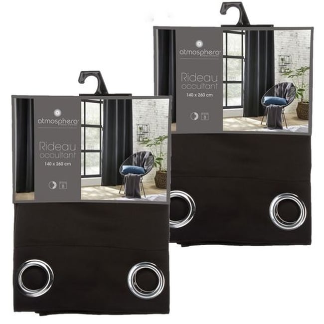 Lot de 2 rideaux occultants avec 8 œillets LOUISA - TOILINUX