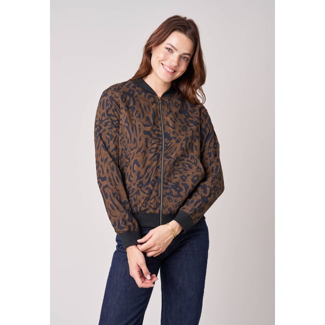 Veste bomber femme imprimé léopard MASHA brown <span itemprop=