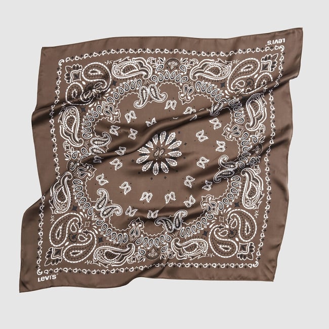 Bandana en satin Paisley marron <span itemprop=