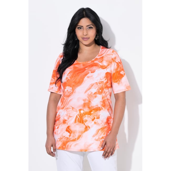 T-shirt en coton Pima mandarine <span itemprop=