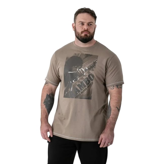 T-shirt motif/style Rambo JARRETT gris / beige <span itemprop=