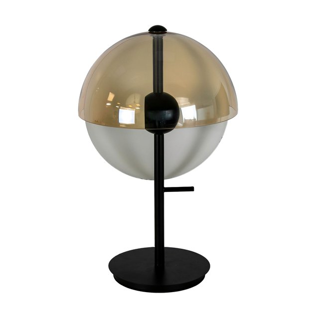 Lampe de table en verre fumé et acier avec base en acier Couleur noir | blanc | marron <span itemprop=