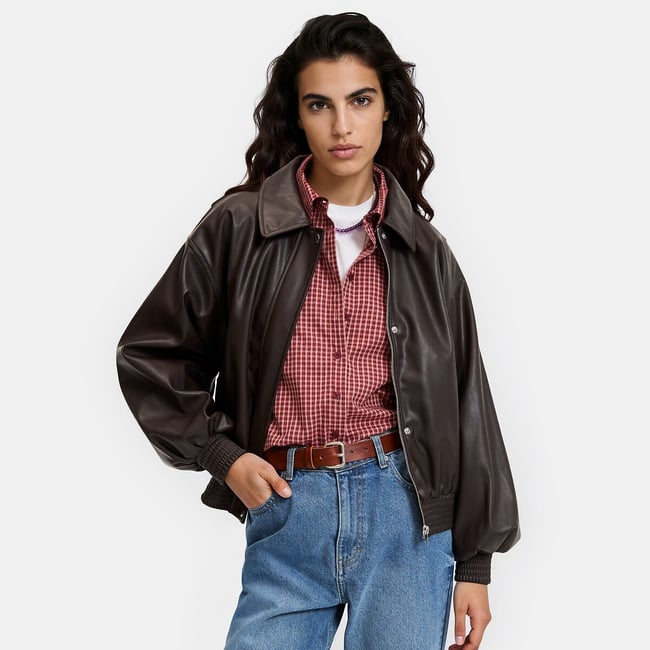 Faux Leather Short Zip-Up Mid-Season Jacket - LA REDOUTE COLLECTIONS