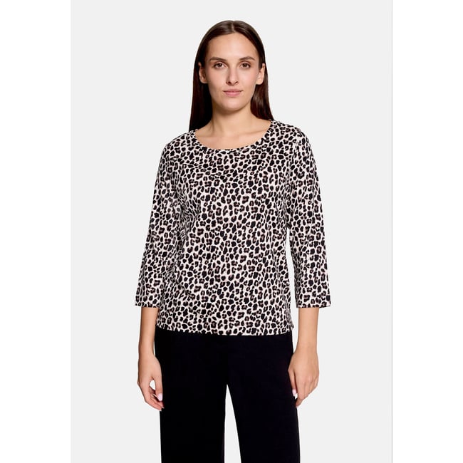 T-shirt basique à motif placé beige/marron <span itemprop=
