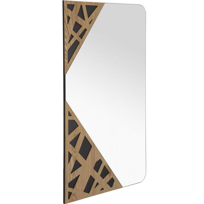 Miroir mural géométrique angles adoucis MODERN Couleur bois clair et noir <span itemprop=