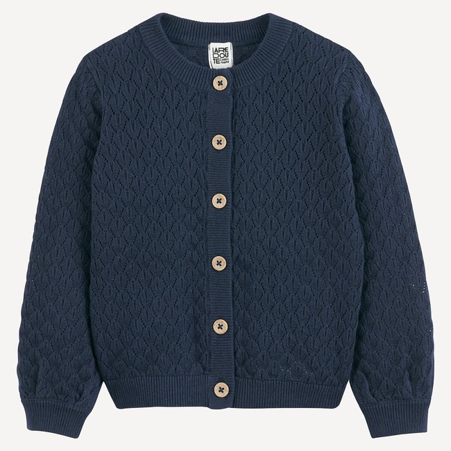 Cardigan abbottonato in maglia fine fantasia blu marino LA REDOUTE COLLECTIONS