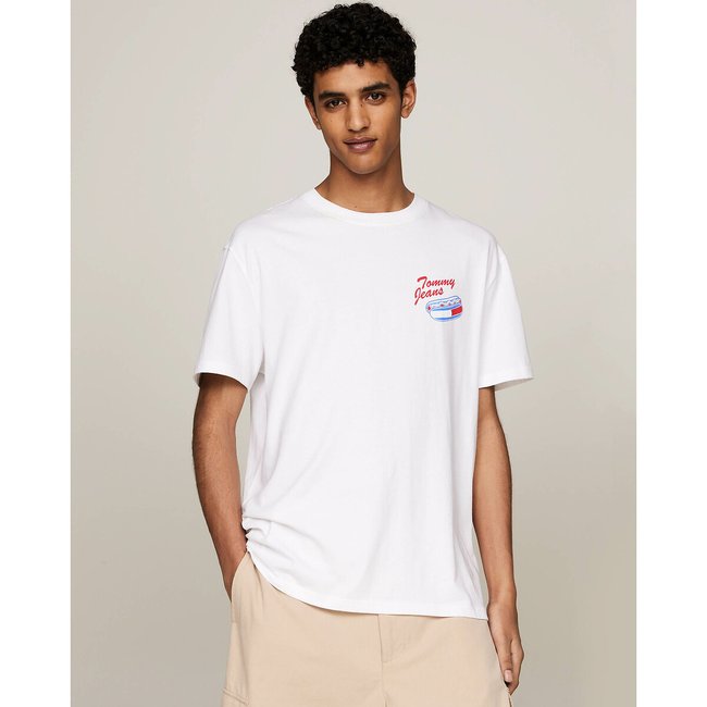 T-shirt droit à logo devant et dos blanc <span itemprop=