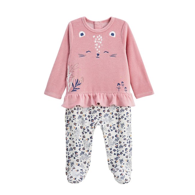 Pyjama bébé en velours Céleste rose <span itemprop=