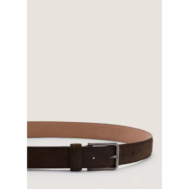 Ceinture en cuir suédé 100 % cuir bovin chocolat <span itemprop=