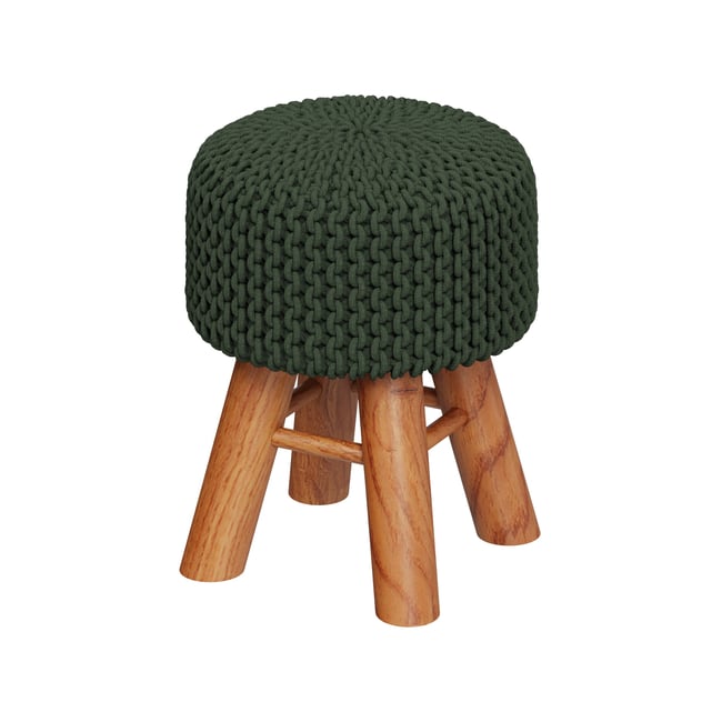 Petit tabouret tricot - LISA Couleur vert kaki <span itemprop=