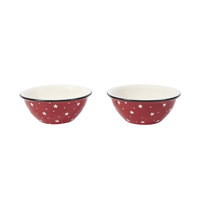 Set de 2 bols décoratifs en céramique D14 Couleur rouge <span itemprop=