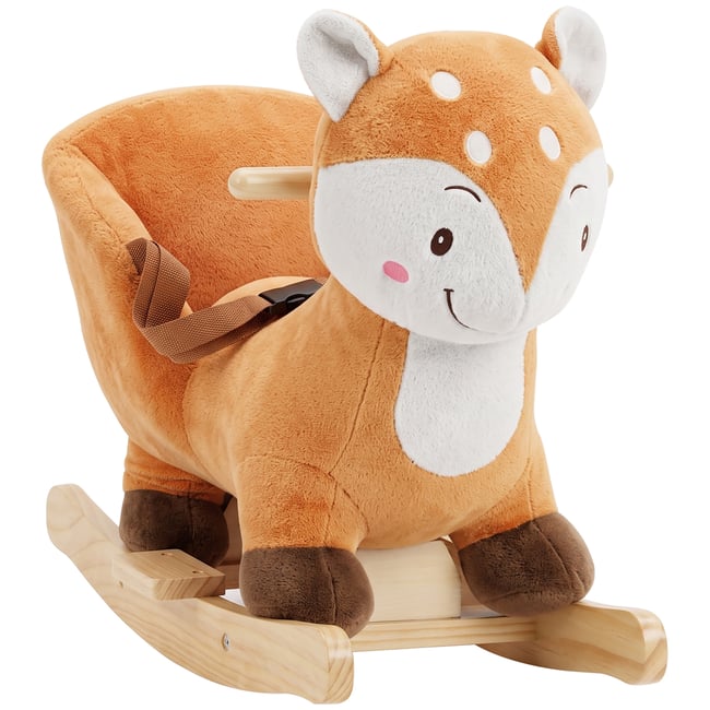 Cheval à bascule pour enfants Peluche Marron marron, blanc, brun foncé <span itemprop=