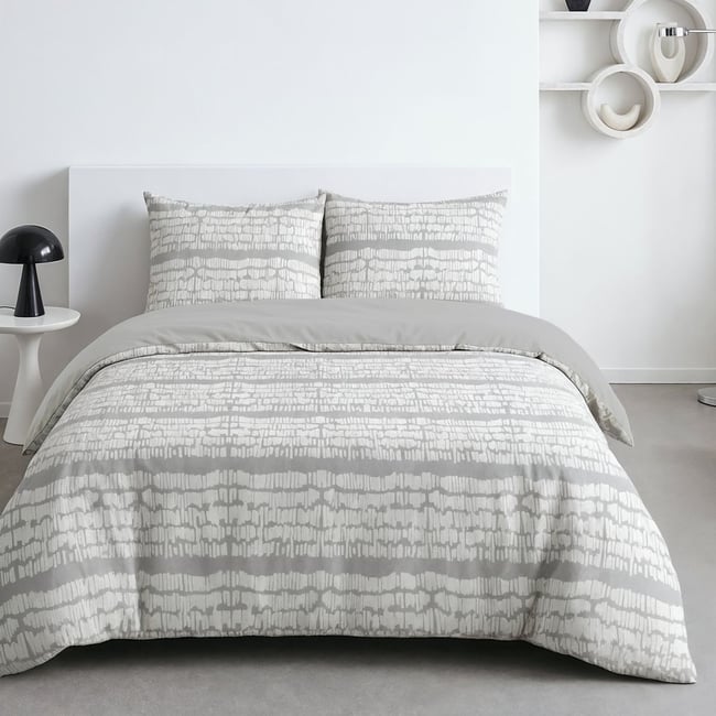 Parure de lit 2 personnes CRAZY gris <span itemprop=
