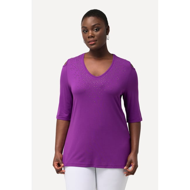 T-shirt, étoiles fantaisies, coupe évasée mûres <span itemprop=