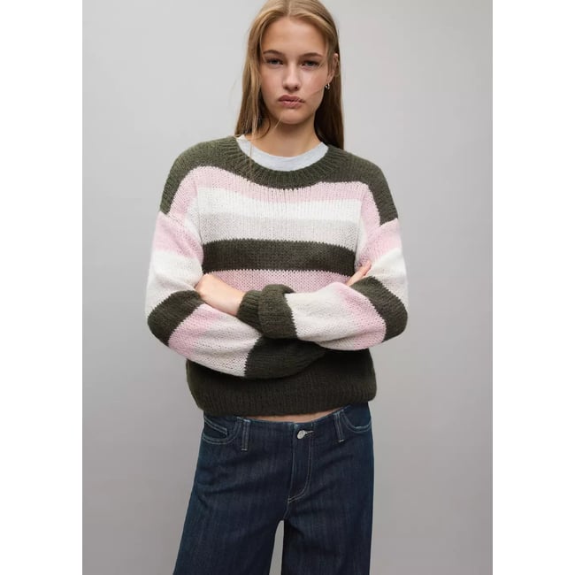 Pull à rayures vert <span itemprop=