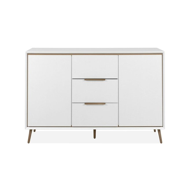 Buffet blanc moderne 2 portes 3 tiroirs AVIO Couleur blanc <span itemprop=