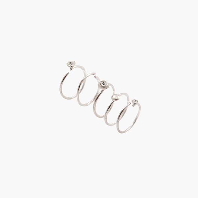 Set de 5 piercings nez anneaux argentés en argent garanti 925 v019844 <span itemprop=