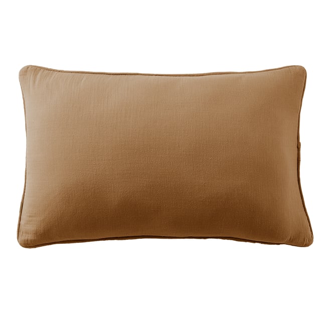 Coussin rectangulaire déhoussable 40x60 cm Gaze de Coton Terra Camel camel <span itemprop=