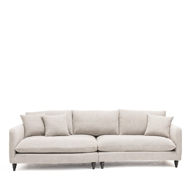 Canapé d'angle gauche convertible 5 places en tissu pieds tournés  - Farrah - DRAWER