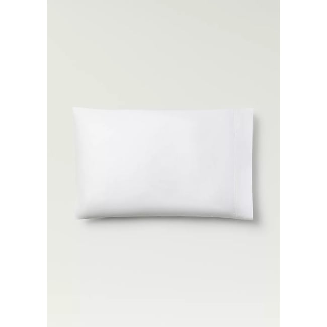 Deux taies d’oreiller coton satin 600 fils 50x75 cm blanc <span itemprop=