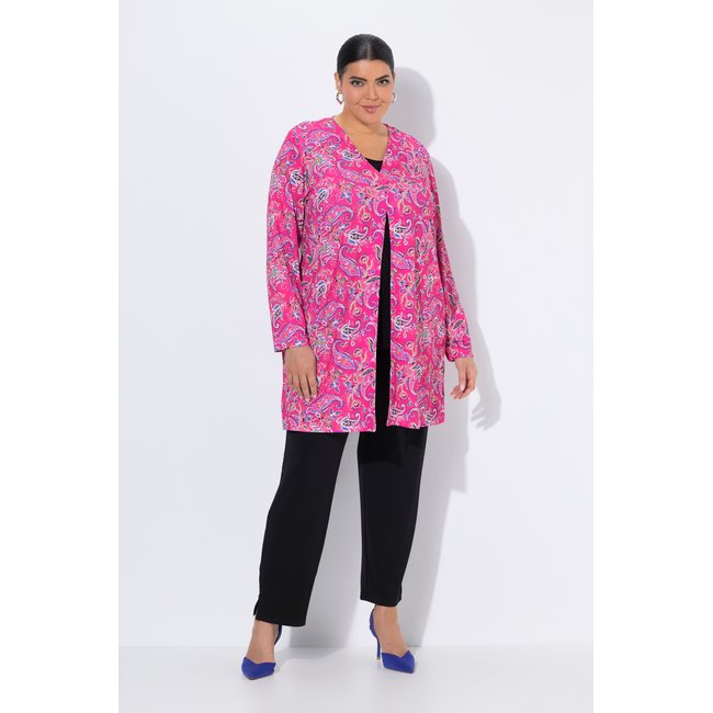 Veste en jersey motif cachemire fuchsia clair <span itemprop=