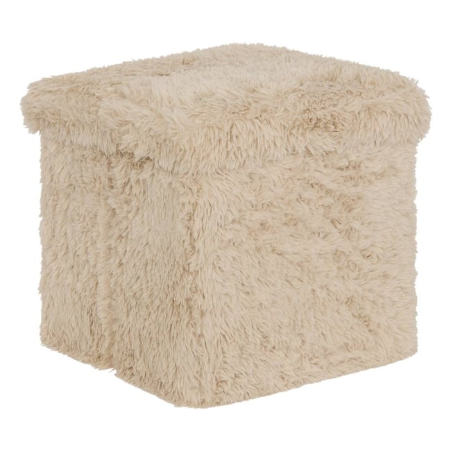 Pouf carré pliable avec rangement DUVIA Couleur beige <span itemprop=