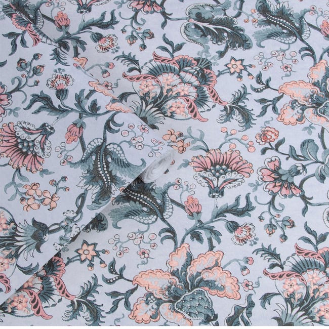 Papier peint Fleurs Portia Slate Couleur gris <span itemprop=